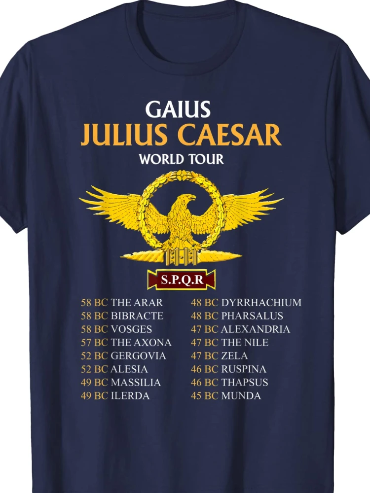 SPQR, Ancient Rome Julius Caesar World Tour, Roman History Men T-Shirt Short Sleeve Casual Cotton O-Neck Summer Shirt