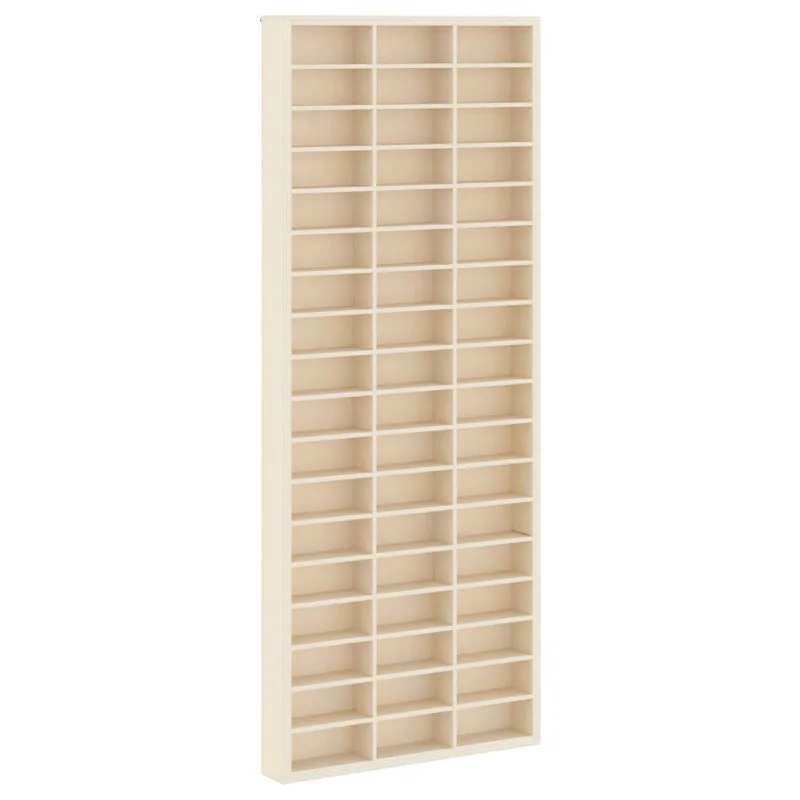 Vetrina murale beige 30×4,5×75 cm in legno ingegnerizzato, 54 ripiani, per collezioni e decorazioni, uso interno