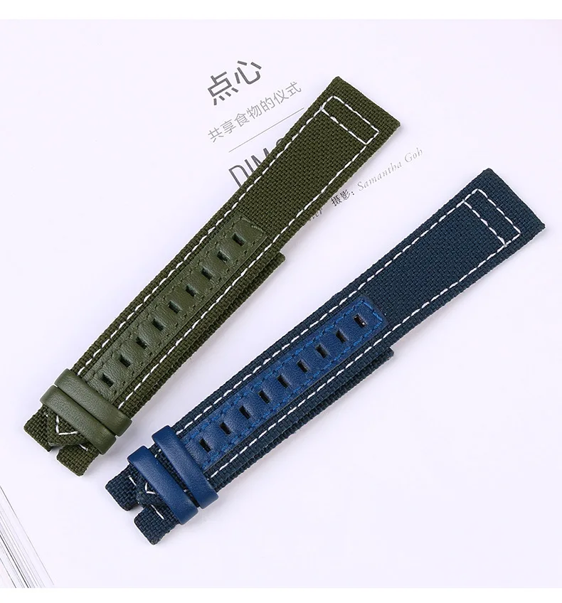 21mm Bands for Mido ocean star tribute M026.830 for Omega Watch Nylon Genuine Leather Watch Strap Waterproof Cowhide Canvas Belt