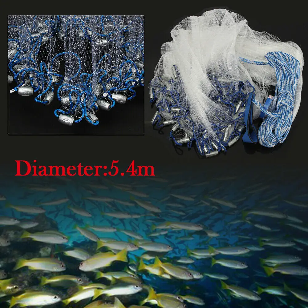 Image of 10/14/18ft Rete da pesca Rete Trappole Maglia Perline luminose Rete Pesce di mare Rete Monofilamento Rete Rete Attrezzatura per Pescatore cod004