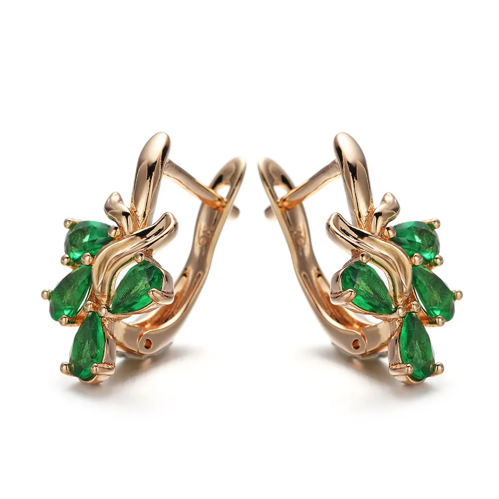 Catuni Fashionable Unique Crystal Drop Earrings Natural Zircon 585 Gold  Vintage Style Exquisite Women's Banquet Jewelry Gift