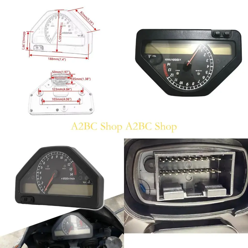 A2BC Bright LCD Motorcycle Speed Gauges with Tachometer Plastic Motorcycle Speedometer RPM Meter for Motor CBR1000RR 2004 to
