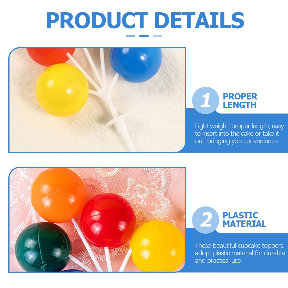 

6Pcs Balloon Style Cupcake Toppers for Cakes Lovely 3D Round Pops Baking Adornments Party Favors Photo Props Birthday Decor