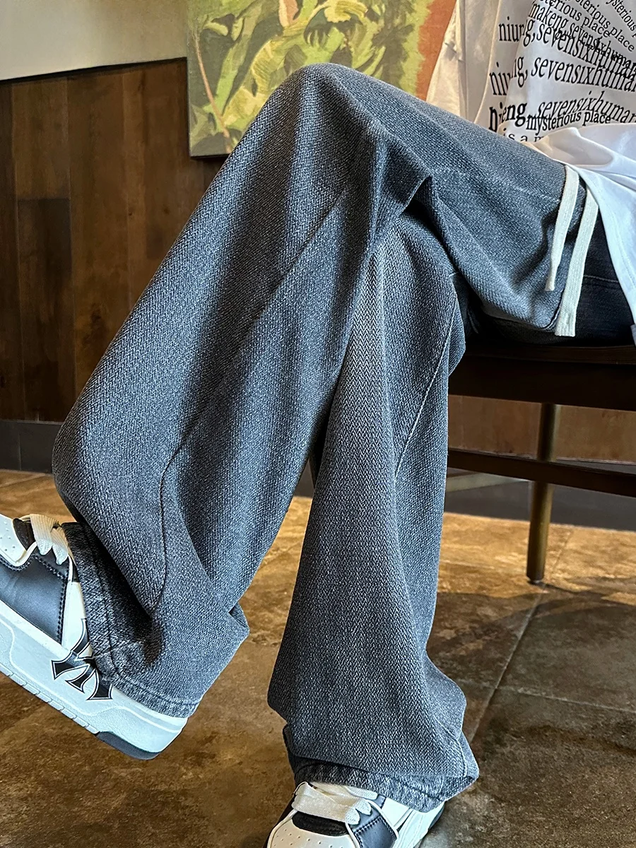 

Джинсы с талией, прямые брюки, зимние модные универсальные длинные брюки, молодежные хлопковые удобные дышащие брюки