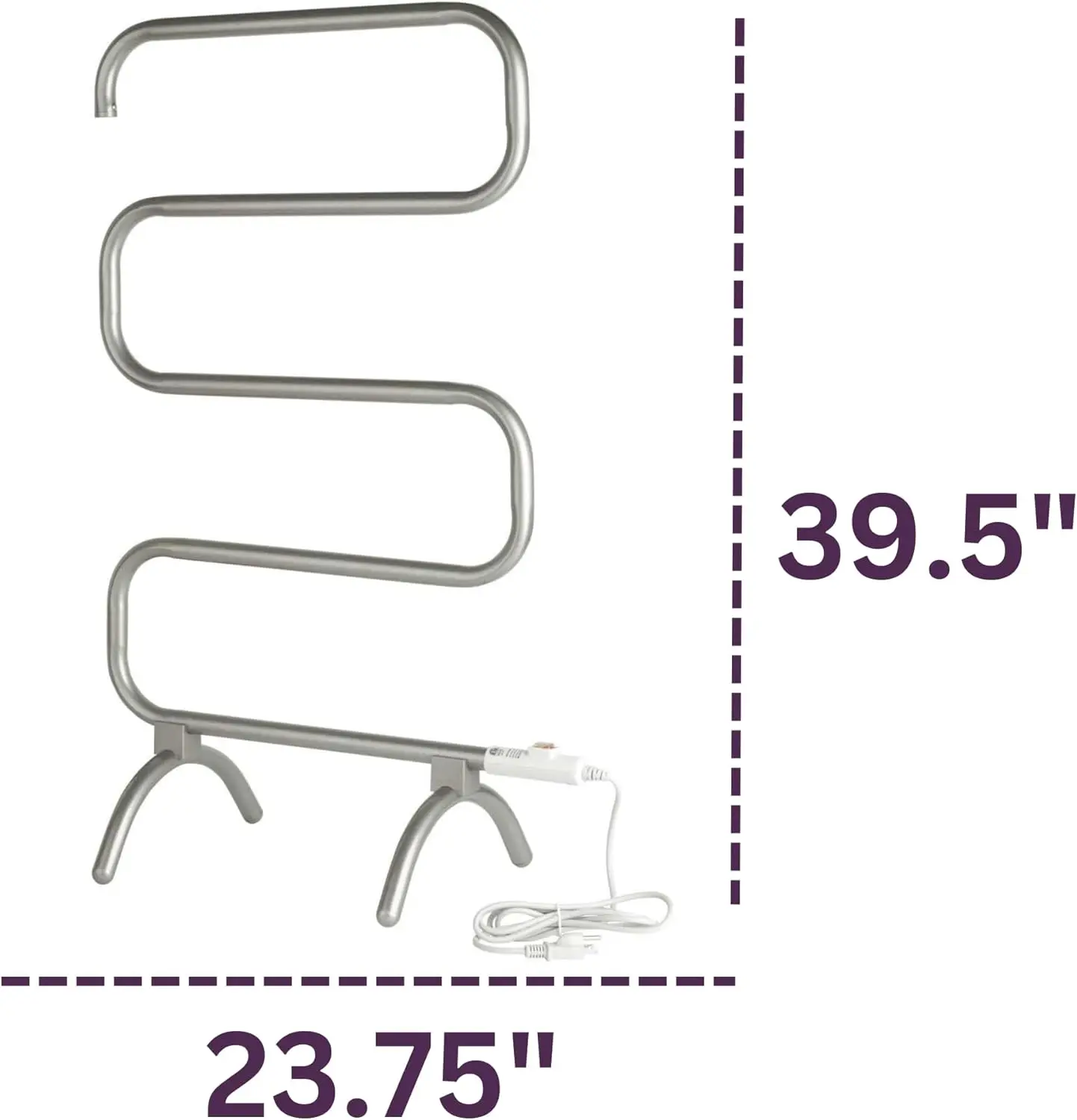 Free-Standing or Wall Mounted Towel Warmer Rack for Drying Towels & Garments 37.5-Inch Nickel Finish Frame W/ 4 Bars - Model HCS