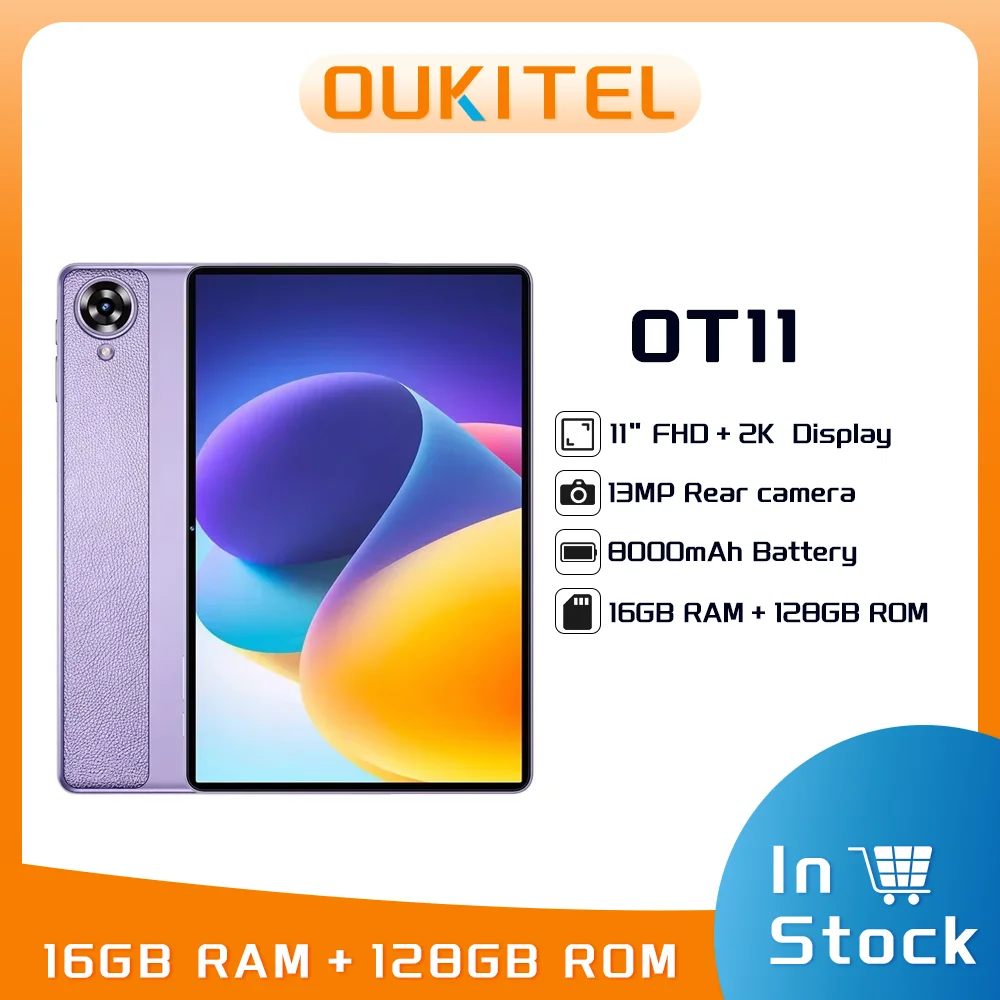 Oukitel OT11 SmartTablet 11-дюймовый дисплей 2K, сертифицированный аккумулятор 8000 мАч, Android 14,0 (16 ГБ + 128 ГБ) Oukitel OT11 SmartTablet 11-дюймовый дисплей 2K, сертифицированный аккумулятор 8000 мАч, Android 14,0 (16 ГБ + 128 ГБ)