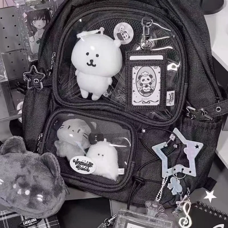 Women Black School Bags Japanese Kawaii Ita Backpack High-capacity Design Transparent Backpacks Sweetwear Y2k Bag 2026 New Trend