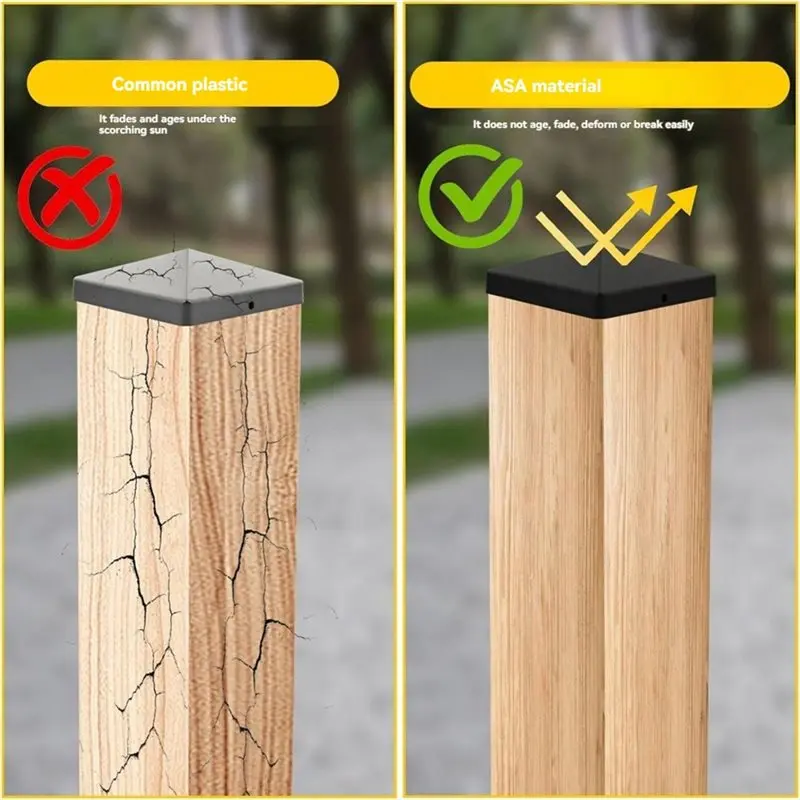 ABNM Metal Toppers For Fence, Deck And Mailbox Protection- Post Caps 6-Pack Wood For Fence Caps Covers