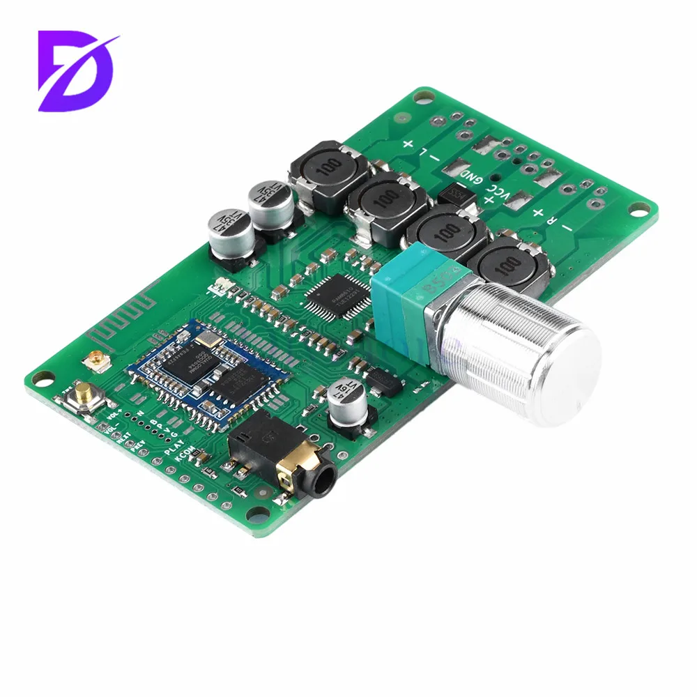 DC7-15V EQ Bluetooth 5.1 Qualcomm QCC3034 amplifier module knob adjustment no call with AUX 2x10W/20W