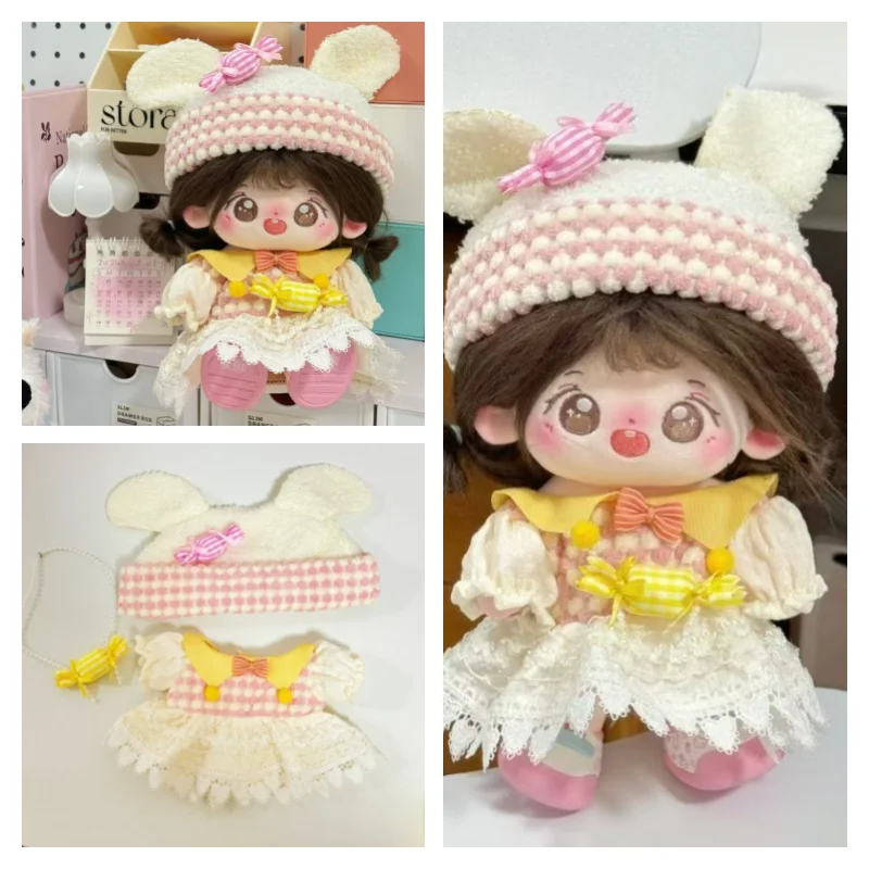 Love and Deepspace doll Clothe for 20cm Autumn and winter college style plush set Wear a necklace and a hat decorate doll