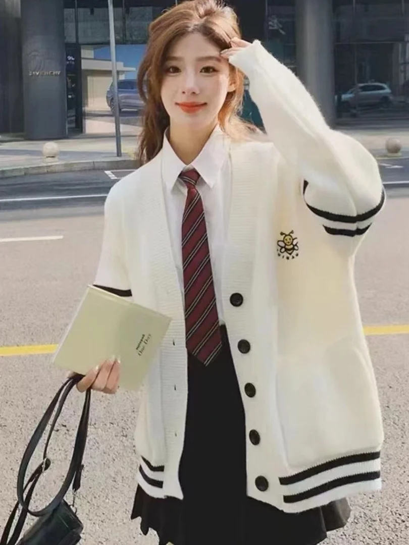 

Soft Sweater Women's Autumn Winter New Sle College Sle Versatile Knitted Loose Outerwear V-ne Top Commute Friendly