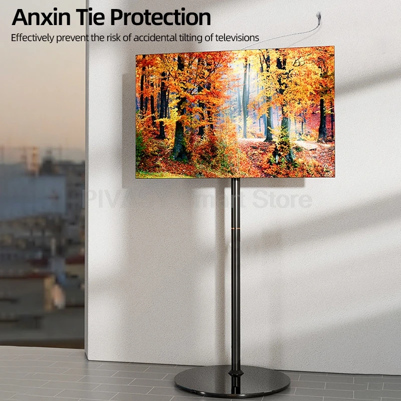 32 65 인치 TV 용 범용 TV 플로어 스탠드 거실 침실 용 강화 유리가있는 조정 가능한 모바일 높이 회전베이스
