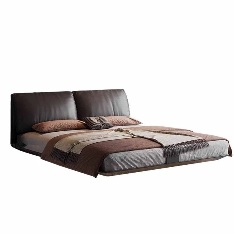 

suspension bed elephant ear bed leather stainless steel Italian minimalist steel frame black Internet celebrity new wedding bed