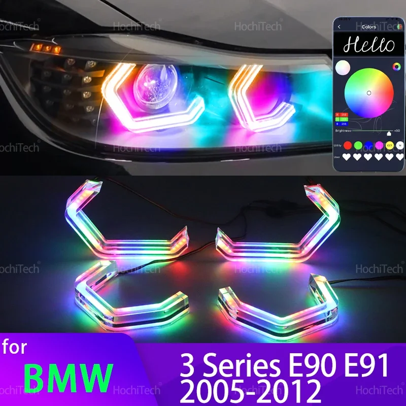 

For BMW 3 Series E90 E91 2005-2012 316i 318i 320i 328i 330i 335i 320d M4 Style Multi Color RGB LED Angel Eyes Kit Rings