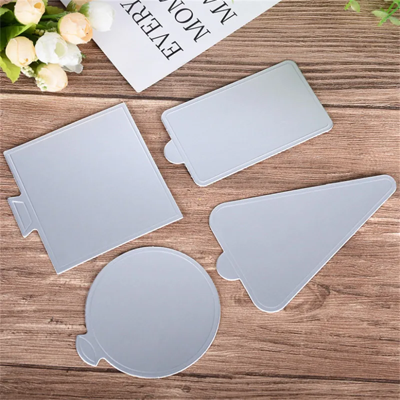 

100Pcs Silver Cake Boards Paper Cupcake Dessert Displays Tray Disposable Cake Cardboard Wedding Party Pastry Decor