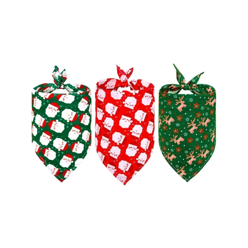 Haustierzubehör zum Anbinden, Bandanas mit Weihnachtsdruck, für Hunde und Katzen, saisonale Dekorationen 3XUF – Detail 1