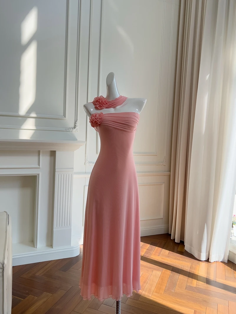 

Ele Sweet Gentle Faionable 3D Floral Strapl Тонкое платье с высокой талией Dr Ladylike Осеннее свадебное платье Par Date Cany Di...