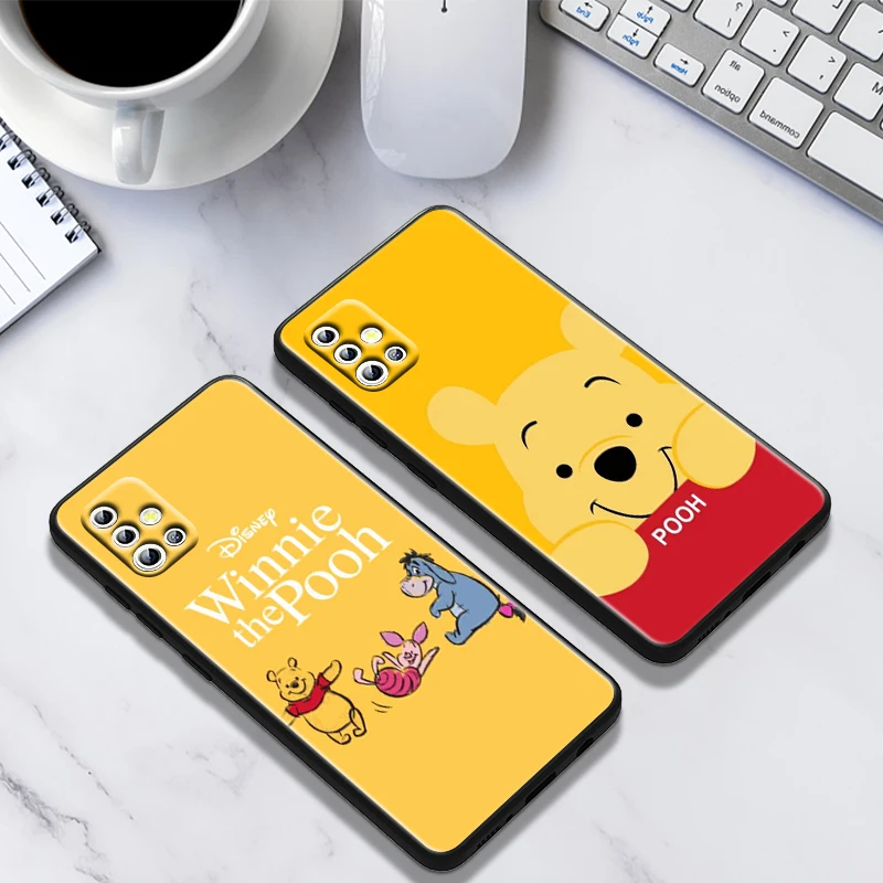 Winnie The Pooh For Samsung Galaxy A73 A54 A52S A72 A71 A52 A51 A22 A32 A21S 4G 5G Silicone Soft Black Phone Case