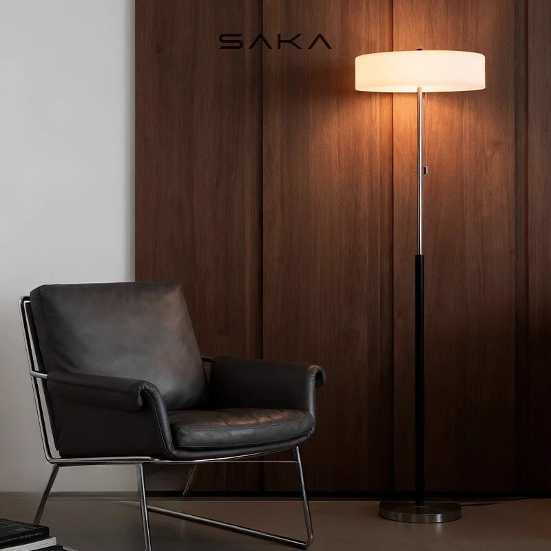 

Italian Wooden Iron Base Floor Lamp Rotundity White Glass Lampshade Bauhaus Living Room Bedroom Restaurant Office Standing Light