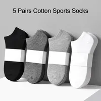 5 Pairs/Lot Low Cut Men Socks Solid Color Black White Gray Breathable Cotton Sports Socks Male Short Socks Women Men