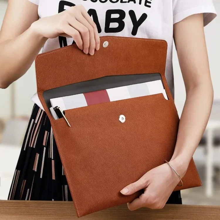 Business Multifunktionale Magnetische Ordner-Tasche mit Großer Kapazität A4 Leder-Aktenmappe Büro-Aufbewahrung Dokumententasche – Detail 9