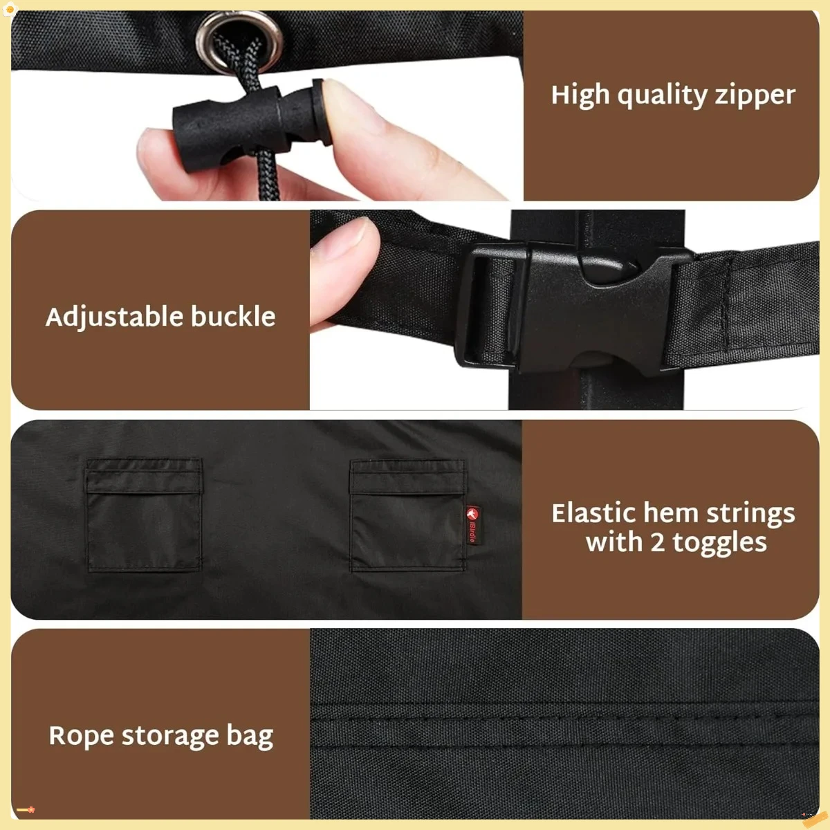 غطاء طقم طعام للفناء مقاس 144 × 144 بوصة مناسب لجميع الأحوال الجوية، قماش مقاوم للماء والأشعة فوق البنفسجية 600D، مناسب عالمي لطاولة 130 136 138 بوصة #6