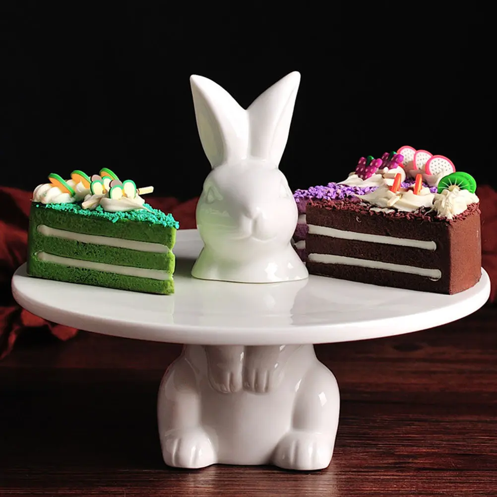 1Pcs Easter Cake Plate Ceramic Compact Stylish Pastry Display Rack for Party Birthday Wedding Cake Display Stand