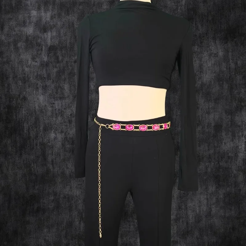 customized Belly Dance belt Colorful Diamond Waist Chain Skirt Waist Chain Versatile High End Oriental Dance Waist Accessories