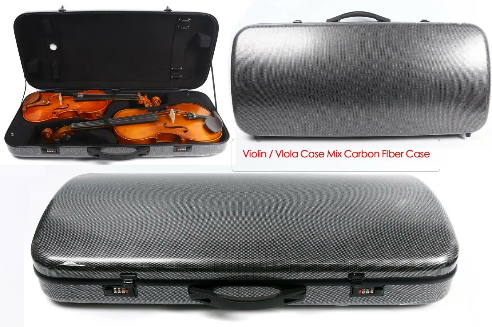 

Violin/Viola Case Mixed Carbon Fiber Adjustable Size Double Violin case Black Violin parts US