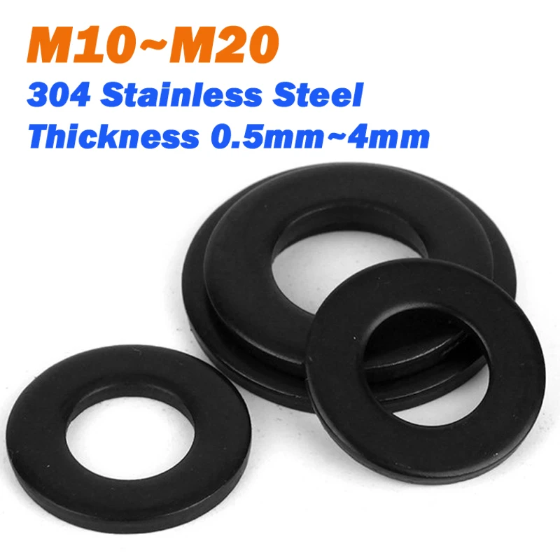 M10 M12 M14 M16 M18 M20 سمك 0.5 مللي متر ~ 4 مللي متر GB97 أسود 304 A2-70 الفولاذ المقاوم للصدأ شقة غسالة عادي طوقا وسادة حلقة