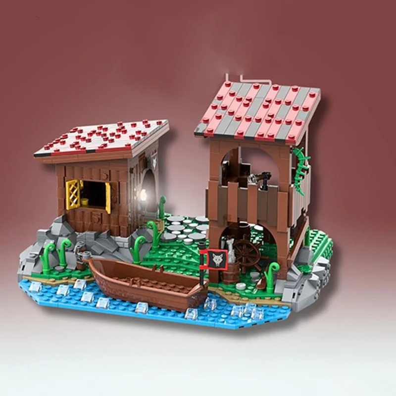 799 stücke MOC Wolfpack Verstecken Schloss Wolfpacked Modell Bausteine Architektur DIY Weihnachten Geschenke Idee Spielzeug Bildung Ziegel Kinder