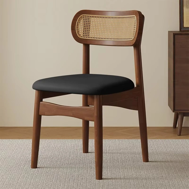 Solid wood thickened dining chair backrest modern design leather living room furniture
