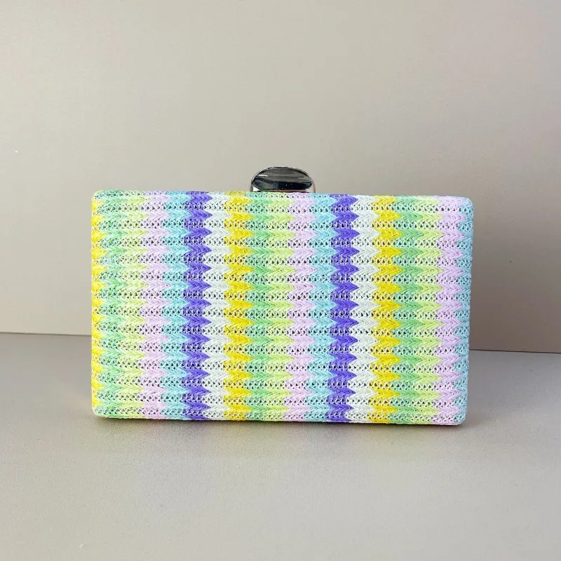 

Летняя радужная тканая сумка в праздничном стиле для женщин, новинка 2025 года, пляжная вечеринка, сумка из свежего плетения, женский клатч, уличная свадьба
