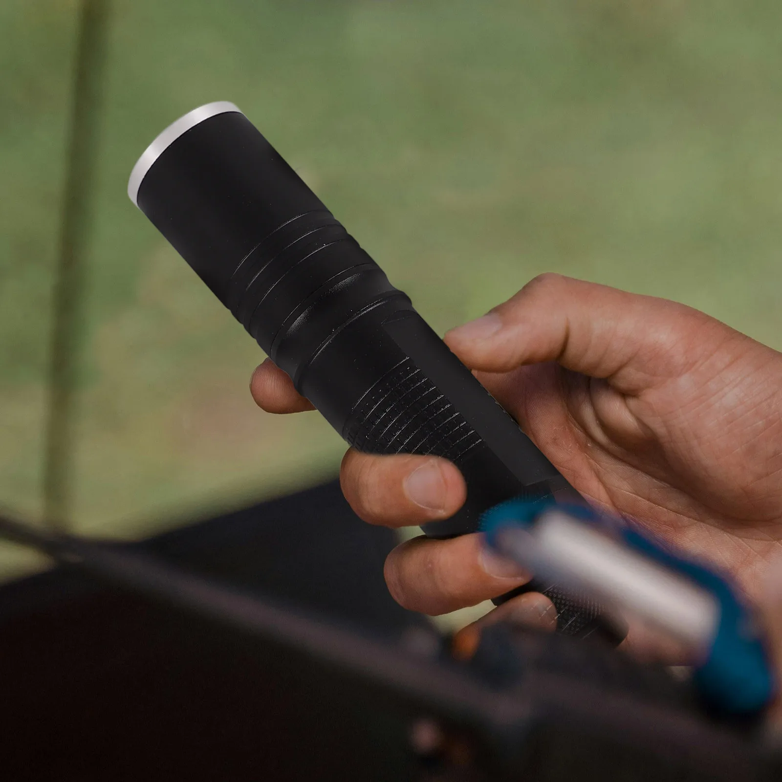 

Rechargeable Waterproof Flashlight Ultra Bright LED Mini Torch Grooved Skid Proof Handle for Camping Walking Dog Emergency