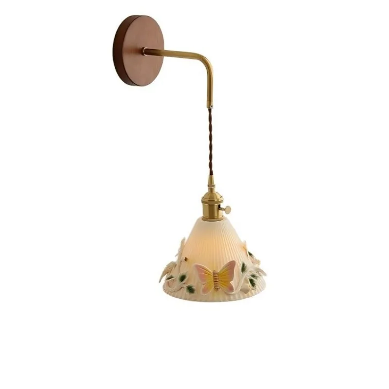 

Dining room wall lamp retro art atmosphere bedroom lamp cream wind minimalist eye protection study lamp