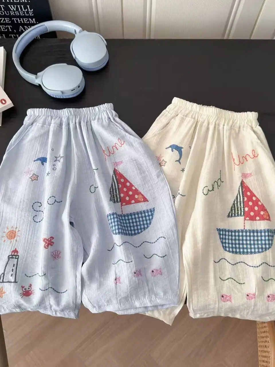 

Boys' Quick Dry Thin Sportswear Pants Ice Silk Children's Casual Printed Mosquito Proof Long Trousers Korean Style Cotton Pol...
