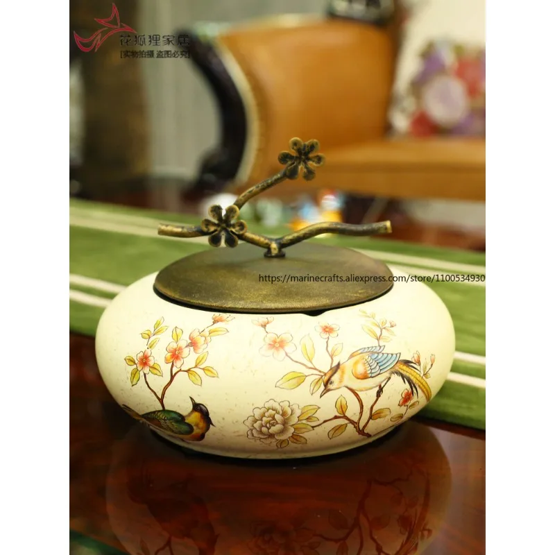 

Американская гостиная, домашняя креативная пепельница с крышкой, керамическая пепельница, персонализированная трендовая многофункциональная коробка в европейском стиле