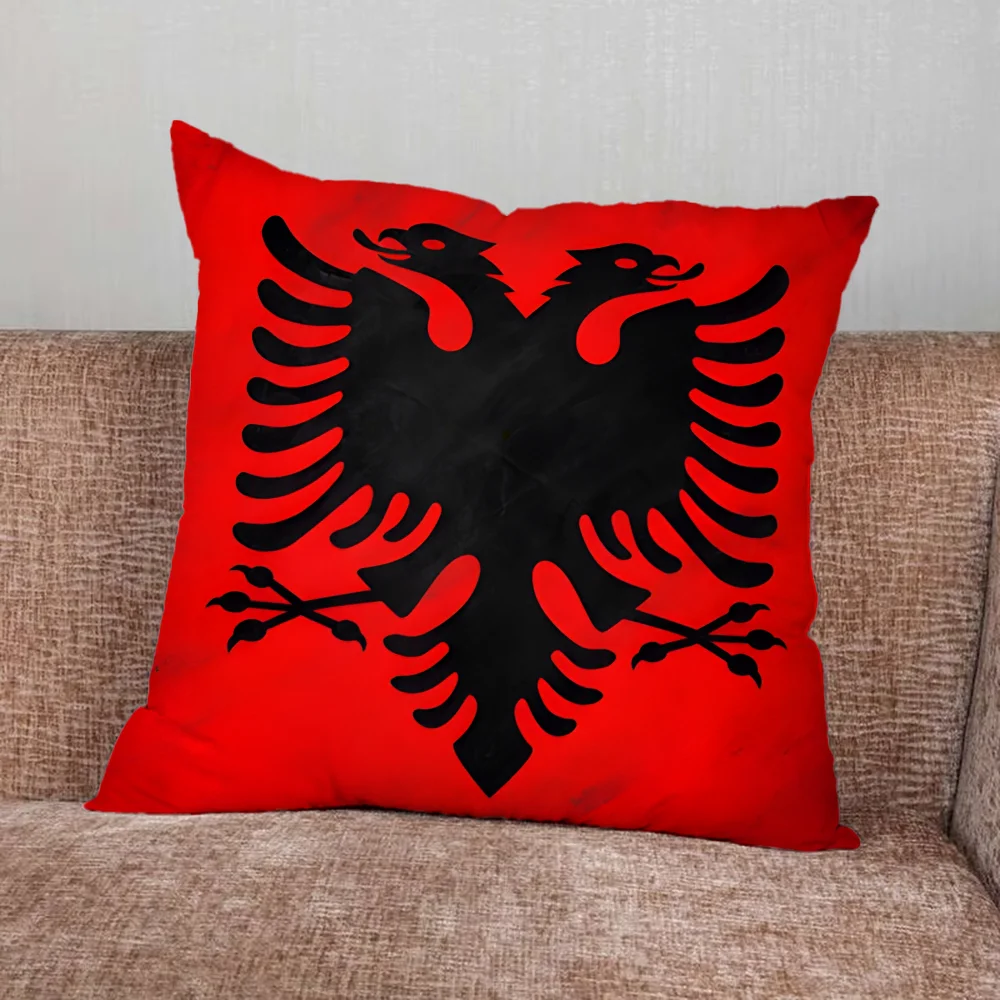 Albania Albanians Flag Pillow Case For Home Bedroom Car Office Decoration Living Room Sofa Cushion Cover Suitable