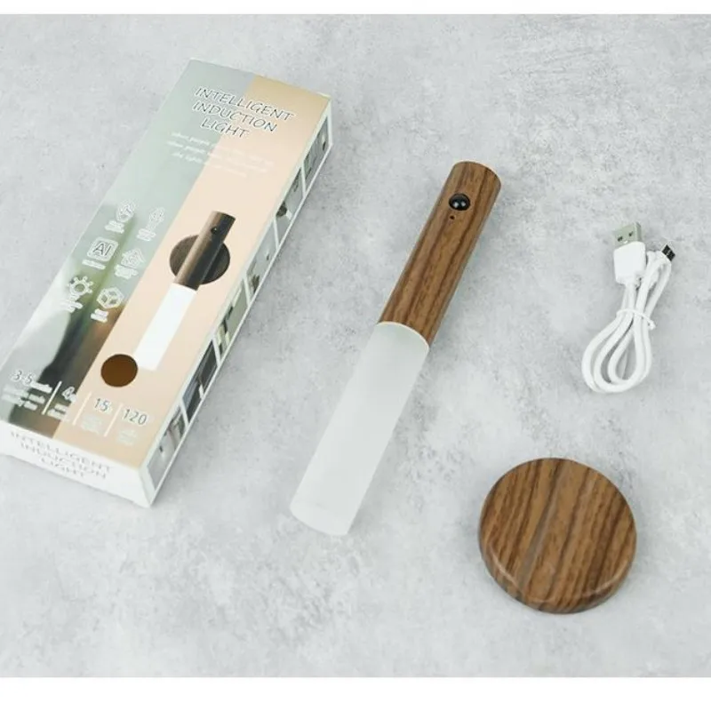 센서 빛 LED 충전식 밤 램프 벽 램프 밤 침실 화장실 야외 실내 1/2/3PCS Graining 유기 유리