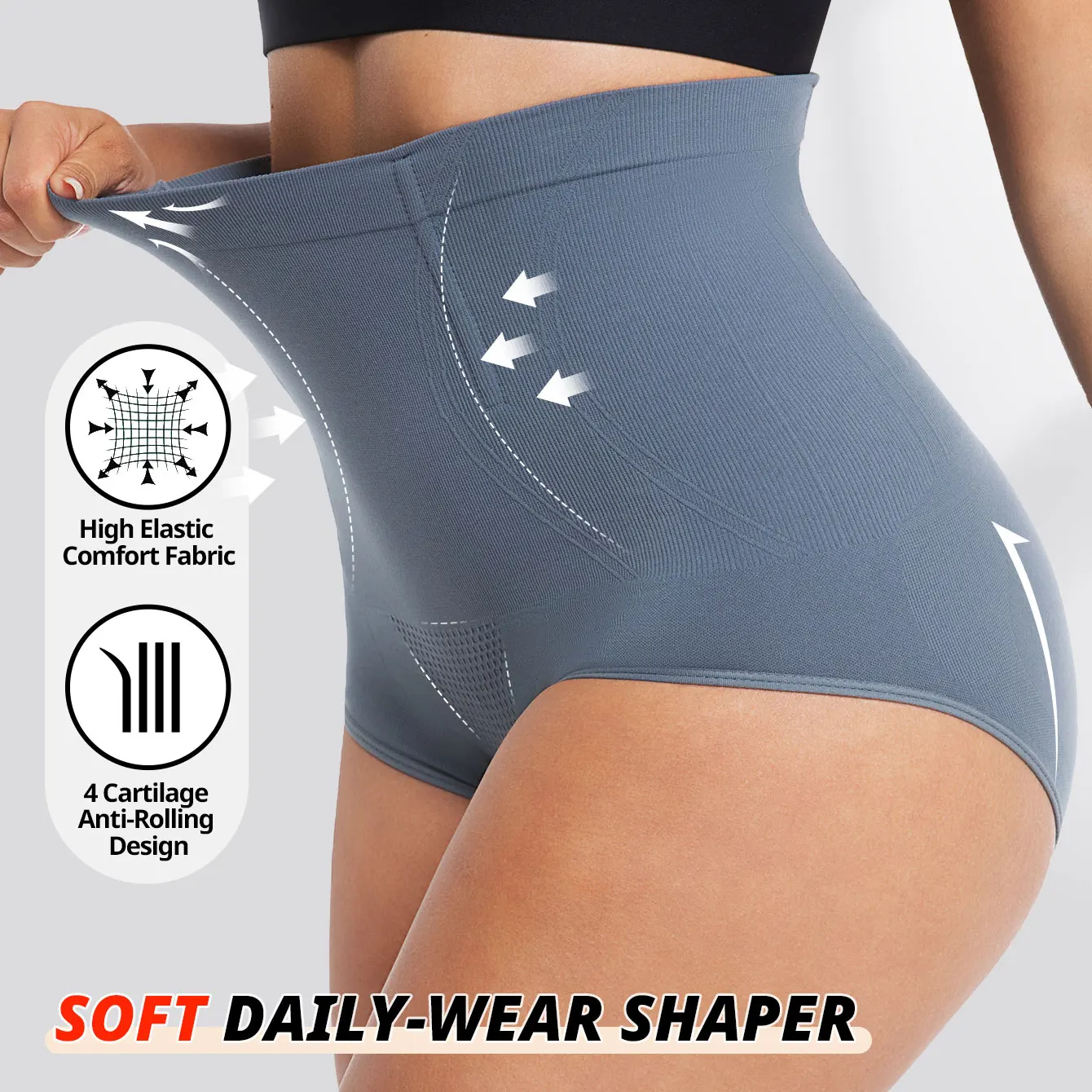 Cinza shapewear para mulheres cintura alta trainer calcinha barriga controle quadril bunda levantador shorts emagrecimento bainha senhoras meados da coxa corpo