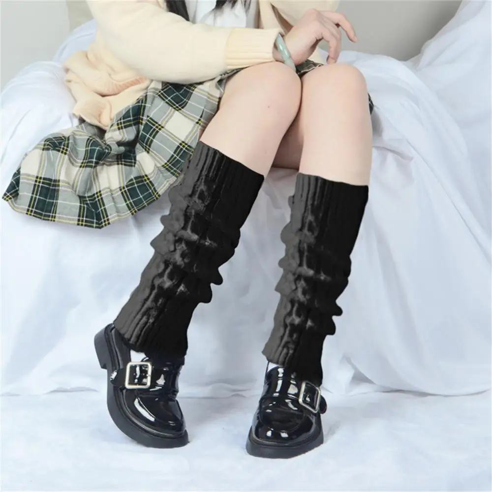 ผู้หญิงฤดูหนาวขาอุ่นสีทึบหลวมสไตล์ Lady Boot เข่าสูงถุงน่องบูท Leggings สาว Slim Gothic Hip-hop ถุงเท้า