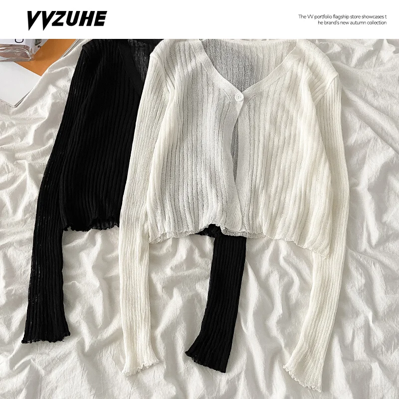 Small Fragrant Wind Cardigan Ladies Women Girl Fashion Chic Korean All Match Temperament Butterfly Sleeve Sweet Button Y2k Tops