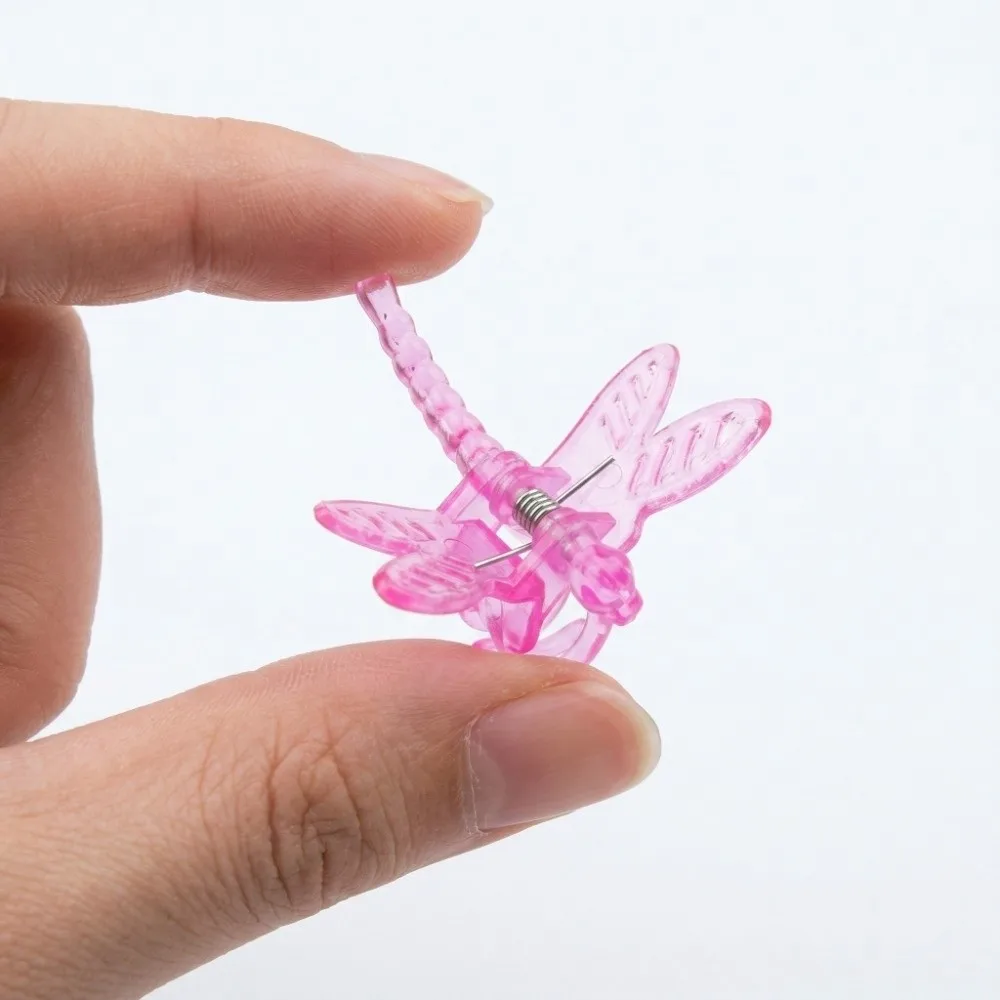 

100Pcs Plastic Plant Orchid Clips Lightweight Design Portable Dragonfly Plant Clips Mini Size Transparent, Rose Red