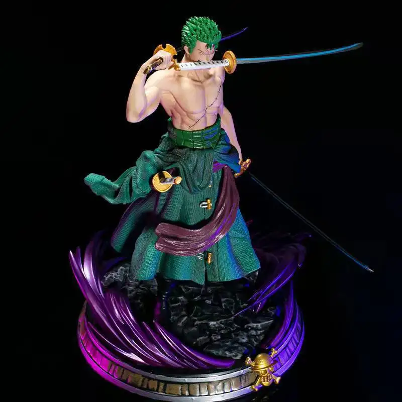 One Piece Jumbo Phantom Zoro Due sculture a testa incluse Figura anime Modello Collezione di statue Decorazione desktop Ornamento