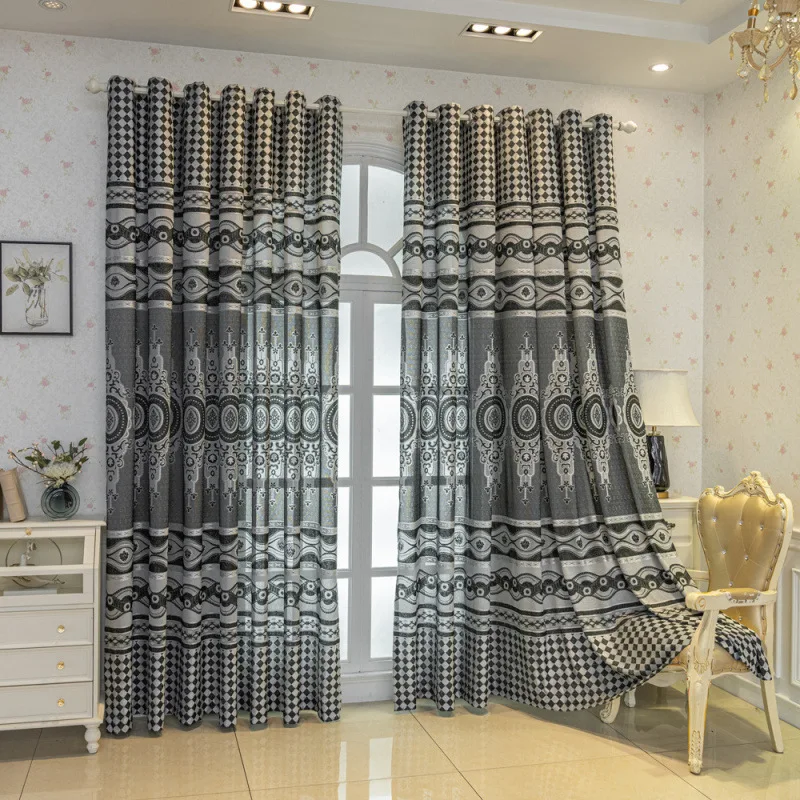 European Style Jacquard Curtains Finished Curtain Fabric for Living Room Bedroom Export    curtains for living room luxury