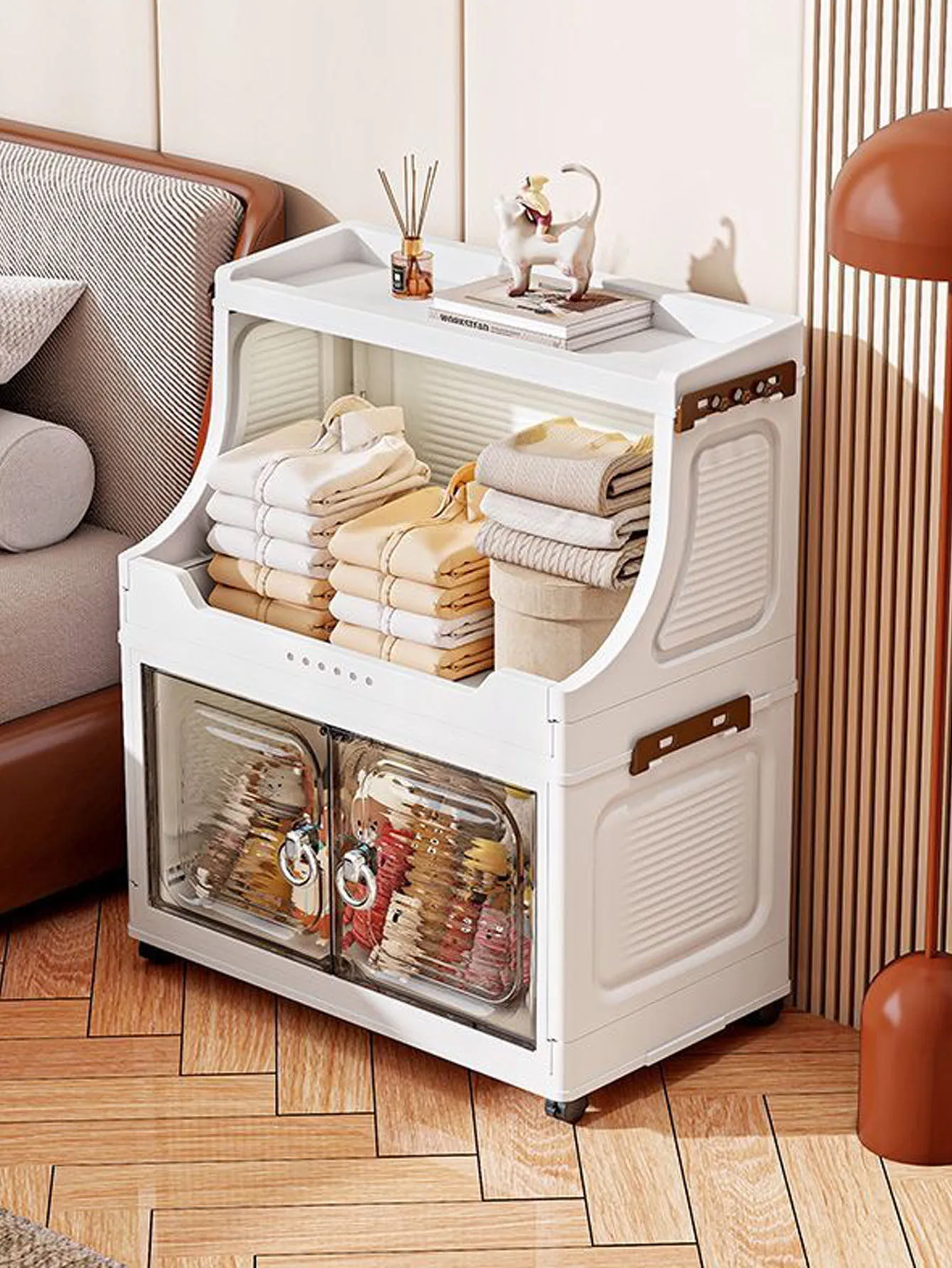 Extra Large Clothes Storage Box Plastic Home Wardrobe Quilt Organizer Foldable Cabinet for Clothing Storage