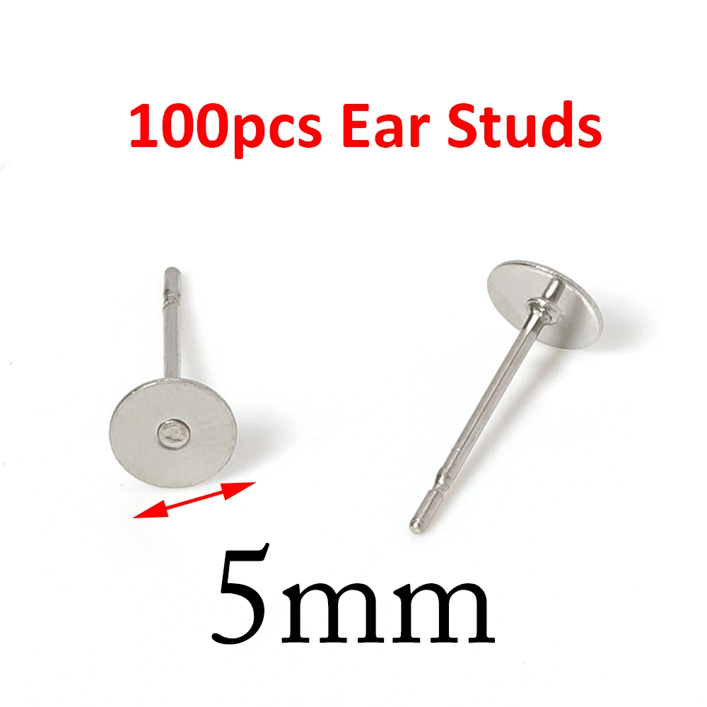 100 Stück Goldene Edelstahl-Ohrstecker 3-8mm mit Flachkopf, DIY Runde Ohrring-Rohlinge, Ohrstecker-Basen für Schmuckherstellung, Ohrring-Verschlüsse