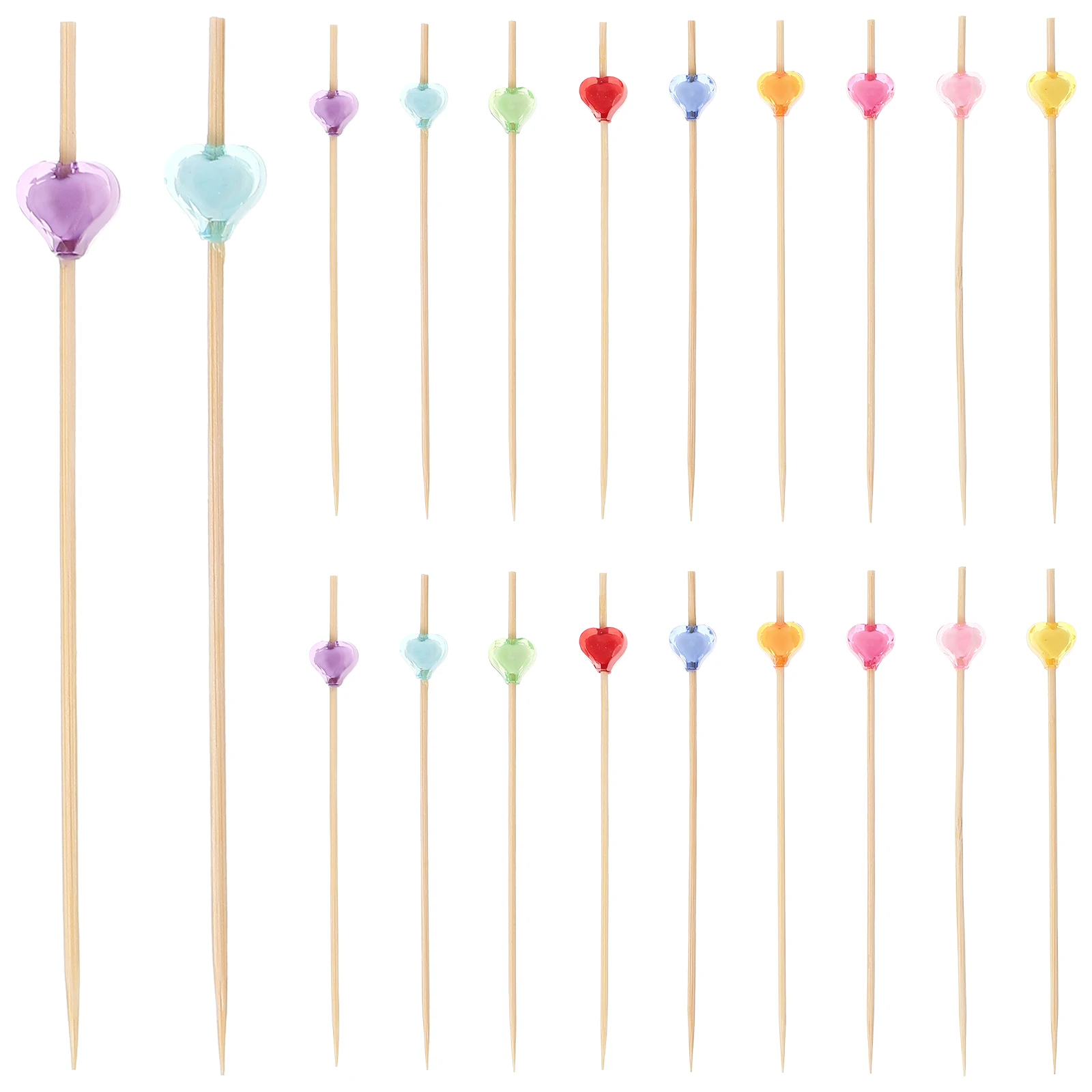 

100pcs Heart Shaped Bamboo Toothpicks Wood Disposable Food Picks Party Accessories Cake Ornaments Snack