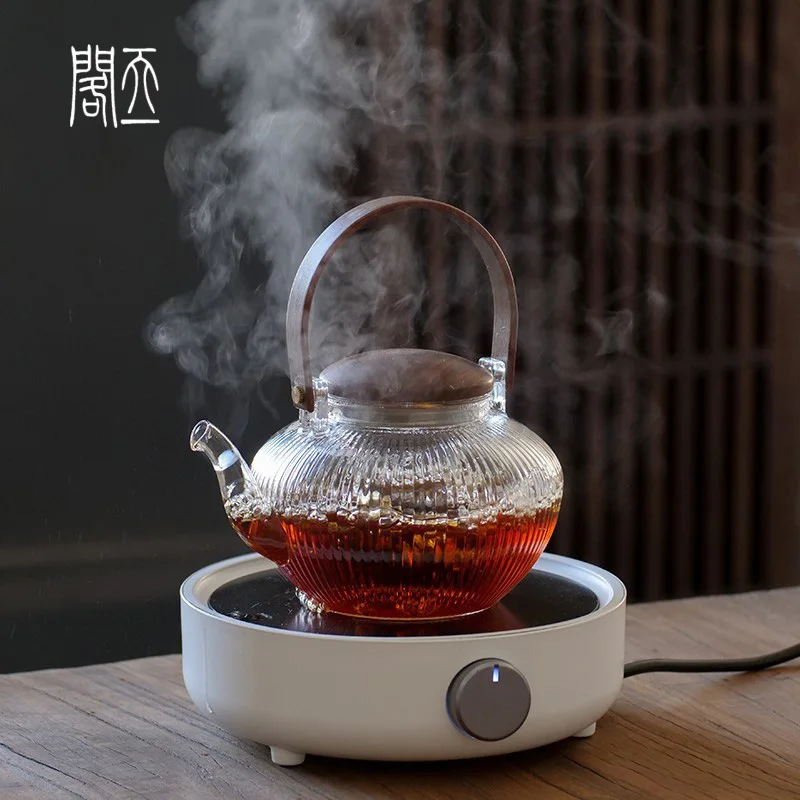 

Thousand Peak Pavilion Handmade Thickened Heat Resistant Tea Pot Office Tea Pot Set for Home Use Water Boiling Glass Teapot