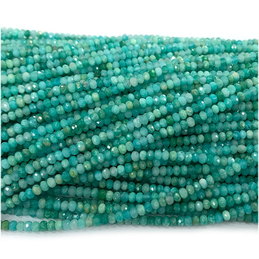 Veemake Natural Amazonite Rondelle Faceted Small Beads For Jewelry Making Design Gemstones 07958